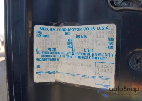 1987 Ford Ranger Super Cab z USA, uszkodzony, nr VIN 1FTCR14T6HPB18148